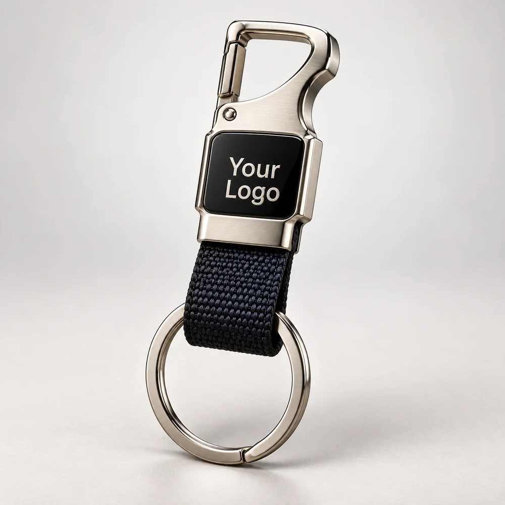 Woven Loop Metal Keychain